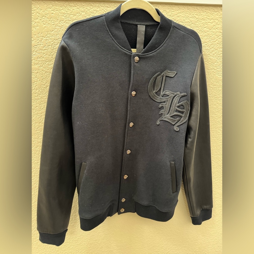 Authentic chrome hearts leather logo patch jacket